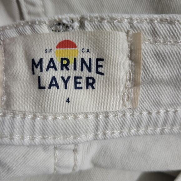 Marine Layer Bridget Pants Beige Wide Leg Cropped Khaki High Waist Chino Size 4 - Picture 7 of 14